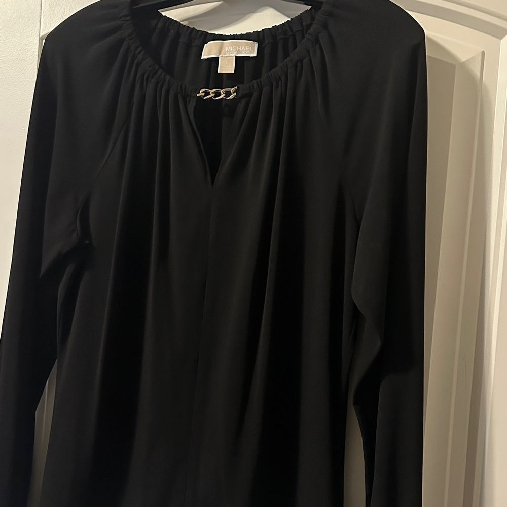 Michael Kors Elegant Black Blouse with Chain Accent